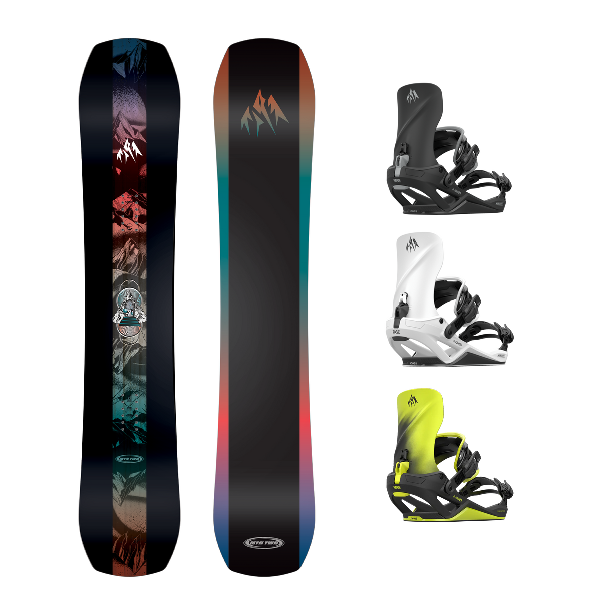 Jones Mountain Twin Snowboard + Jones Mercury FASE Binding Package