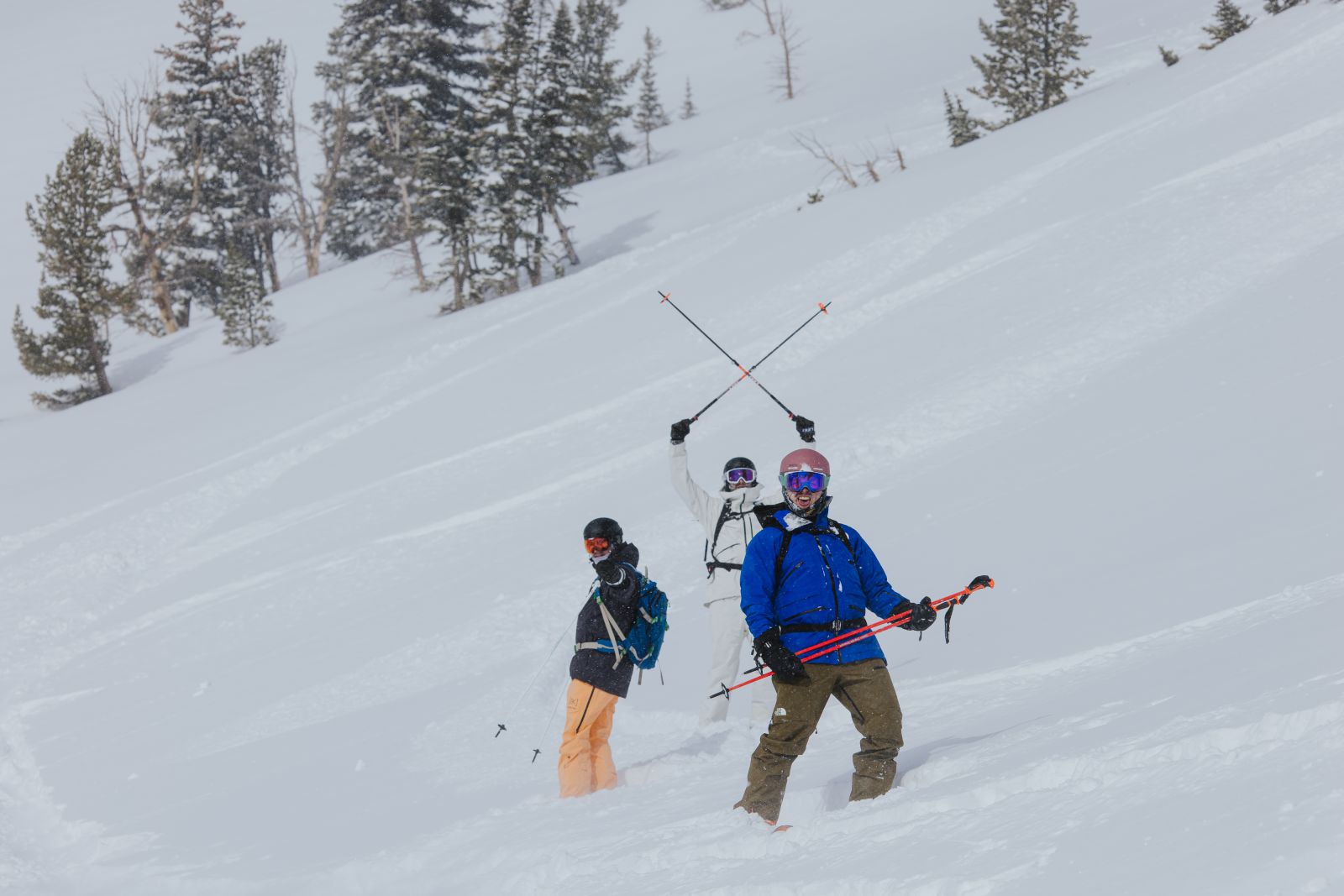The Ski Monster crew testing skis in Jackson Hole, WY