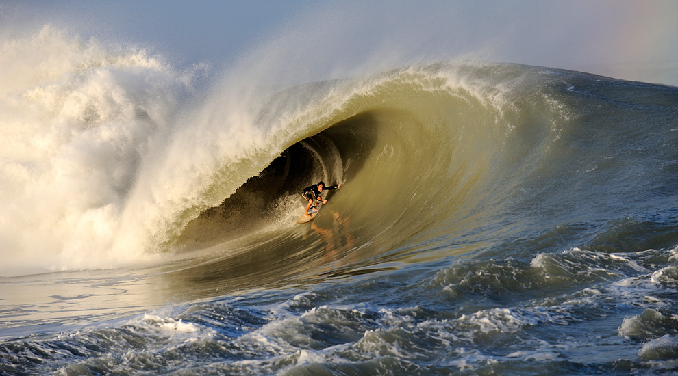 Surfing Hurricane Sandy, Huge Wave, Barrel
