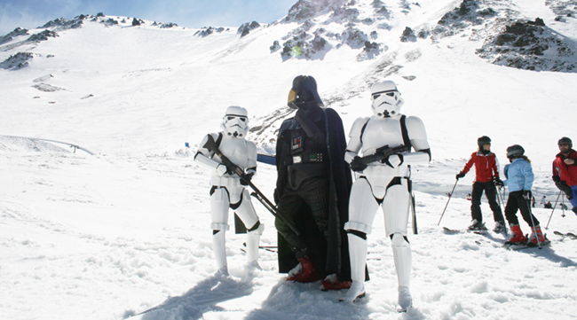 Darth Vader, Storm Troopers Skiing