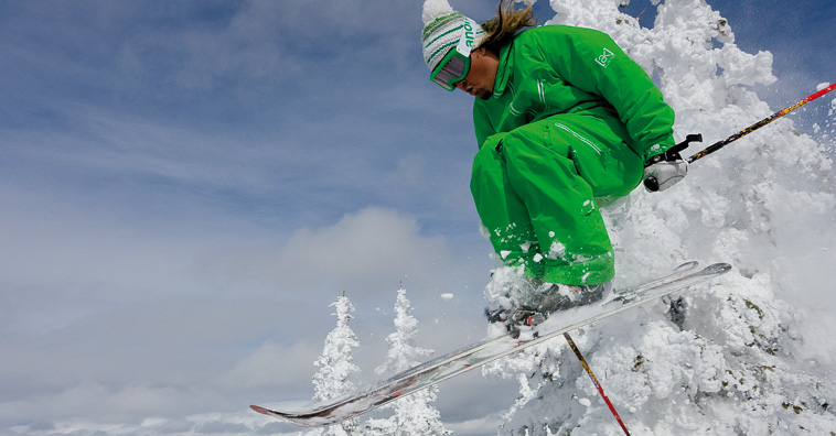eco-friendly skier, green skiers